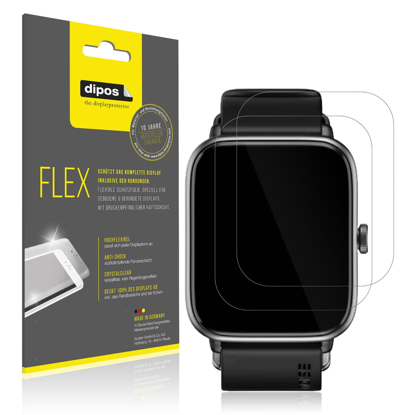 Klare Displayschutzfolie von dipos passend für Noise ColorFit Pro 4, 100% Displayabdeckung und blasenfreie Montage