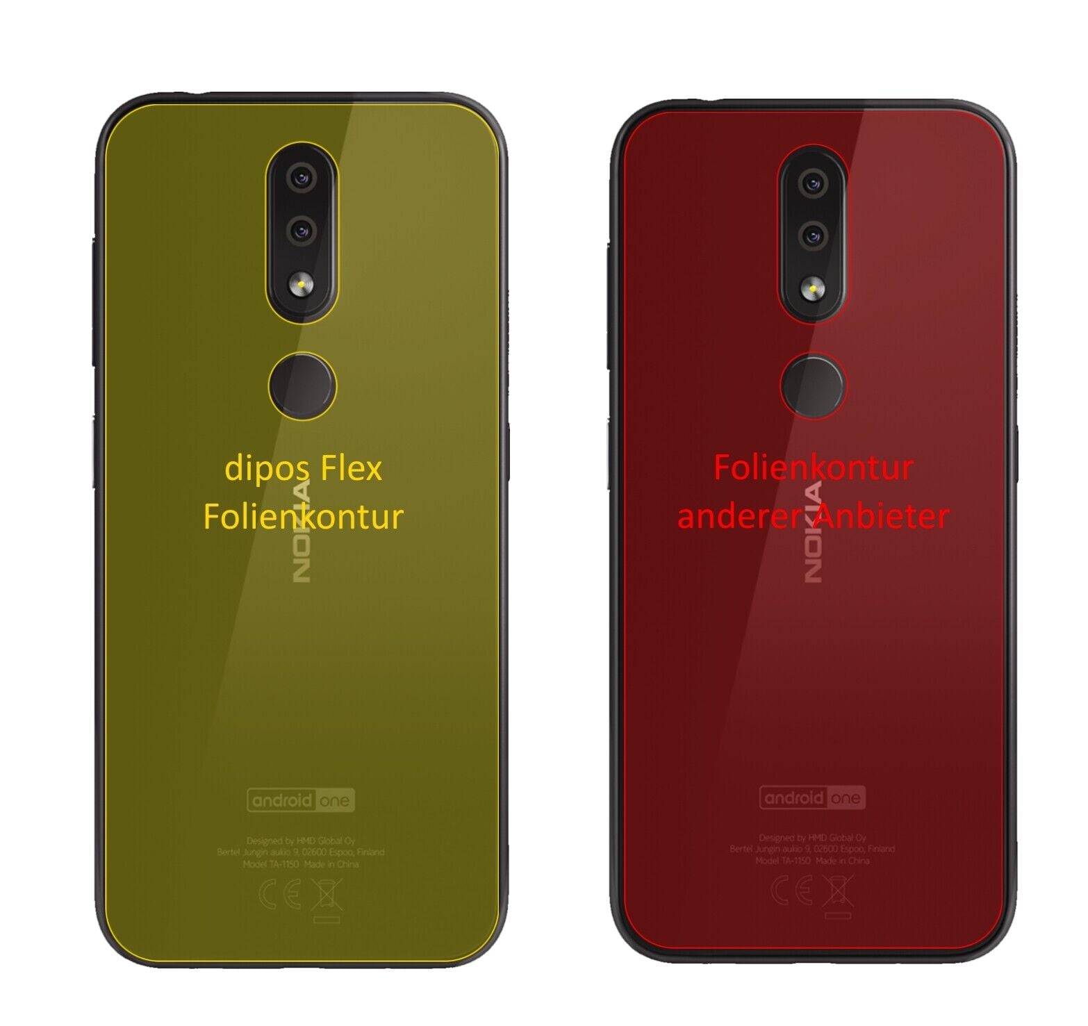 Klare Displayschutzfolie von dipos passend für Nokia 4.2 Rückseite, 100% Displayabdeckung und blasenfreie Montage