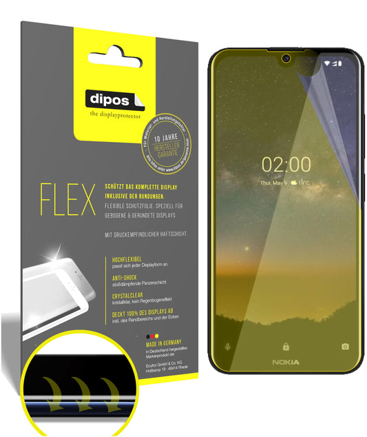 Klare Displayschutzfolie von dipos passend für Nokia 46055, 100% Displayabdeckung und blasenfreie Montage