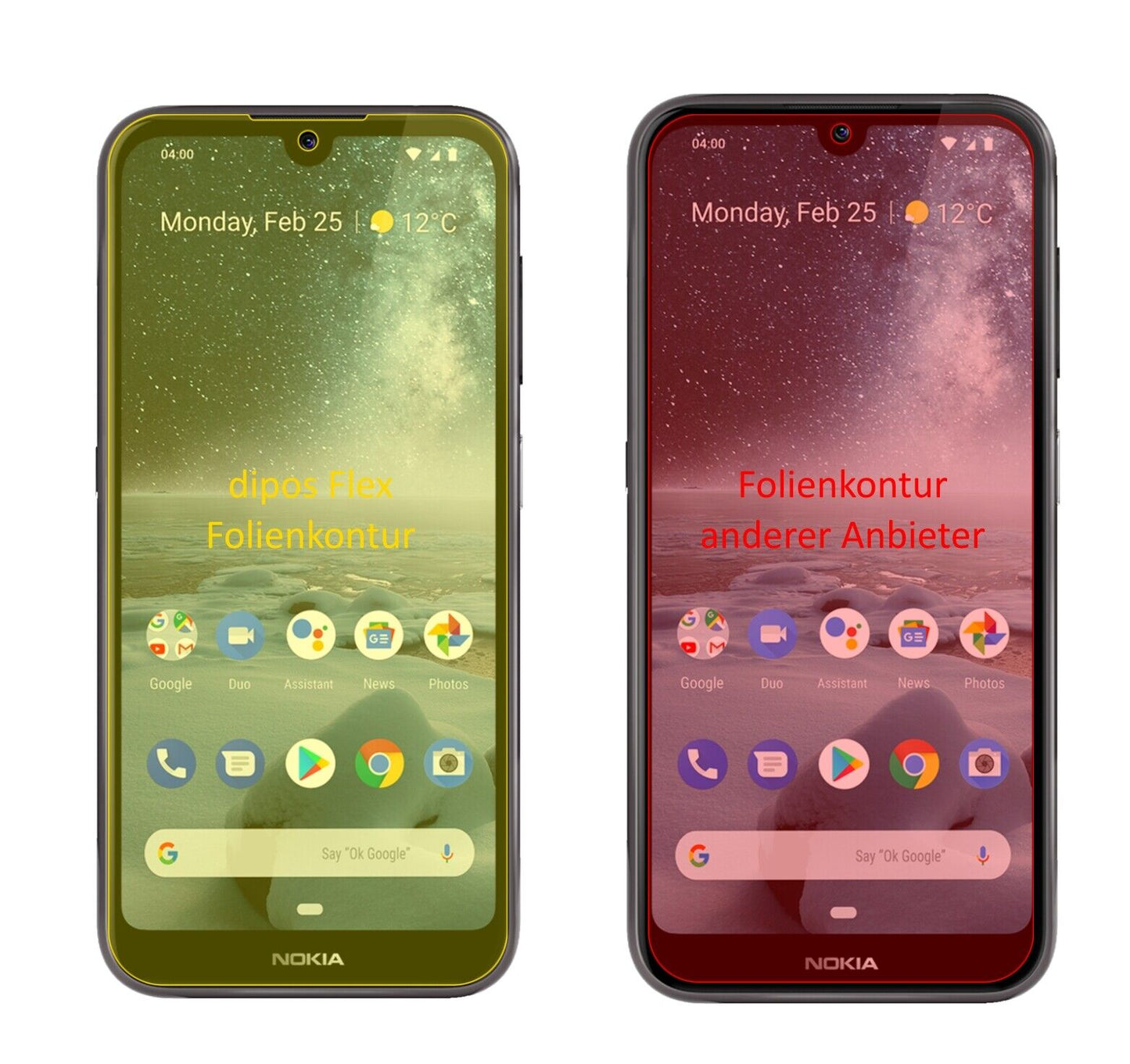 Klare Displayschutzfolie von dipos passend für Nokia 46057, 100% Displayabdeckung und blasenfreie Montage
