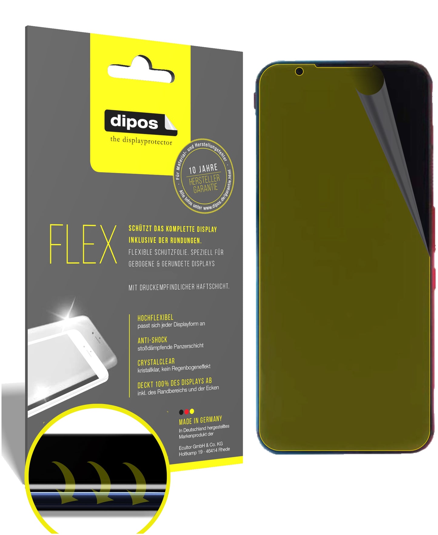 Klare Displayschutzfolie von dipos passend für nubia Red Magic 5G, 100% Displayabdeckung und blasenfreie Montage