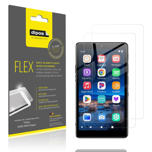 Klare Displayschutzfolie von dipos passend für Oilsky M305 MP3-Player, 100% Displayabdeckung und blasenfreie Montage