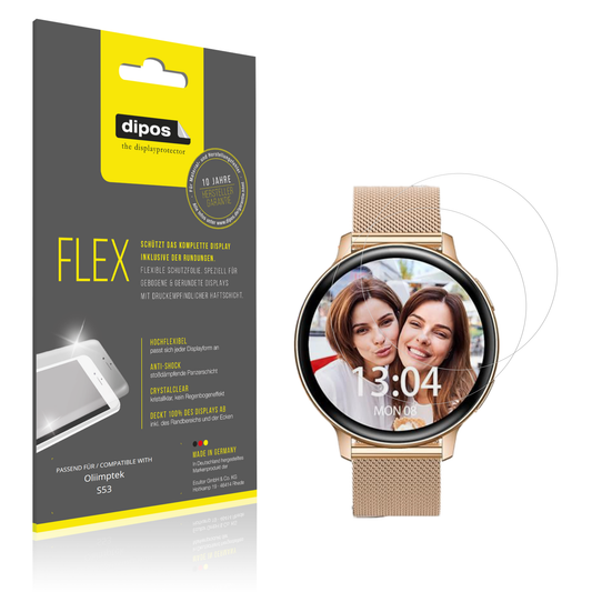 Klare Displayschutzfolie von dipos passend für Oliimptek S53, 100% Displayabdeckung und blasenfreie Montage