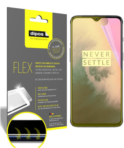 Klare Displayschutzfolie von dipos passend für OnePlus 7, 100% Displayabdeckung und blasenfreie Montage