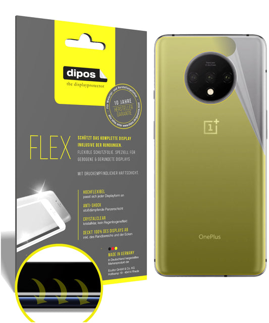 Klare Displayschutzfolie von dipos passend für OnePlus 7T Rückseite, 100% Displayabdeckung und blasenfreie Montage