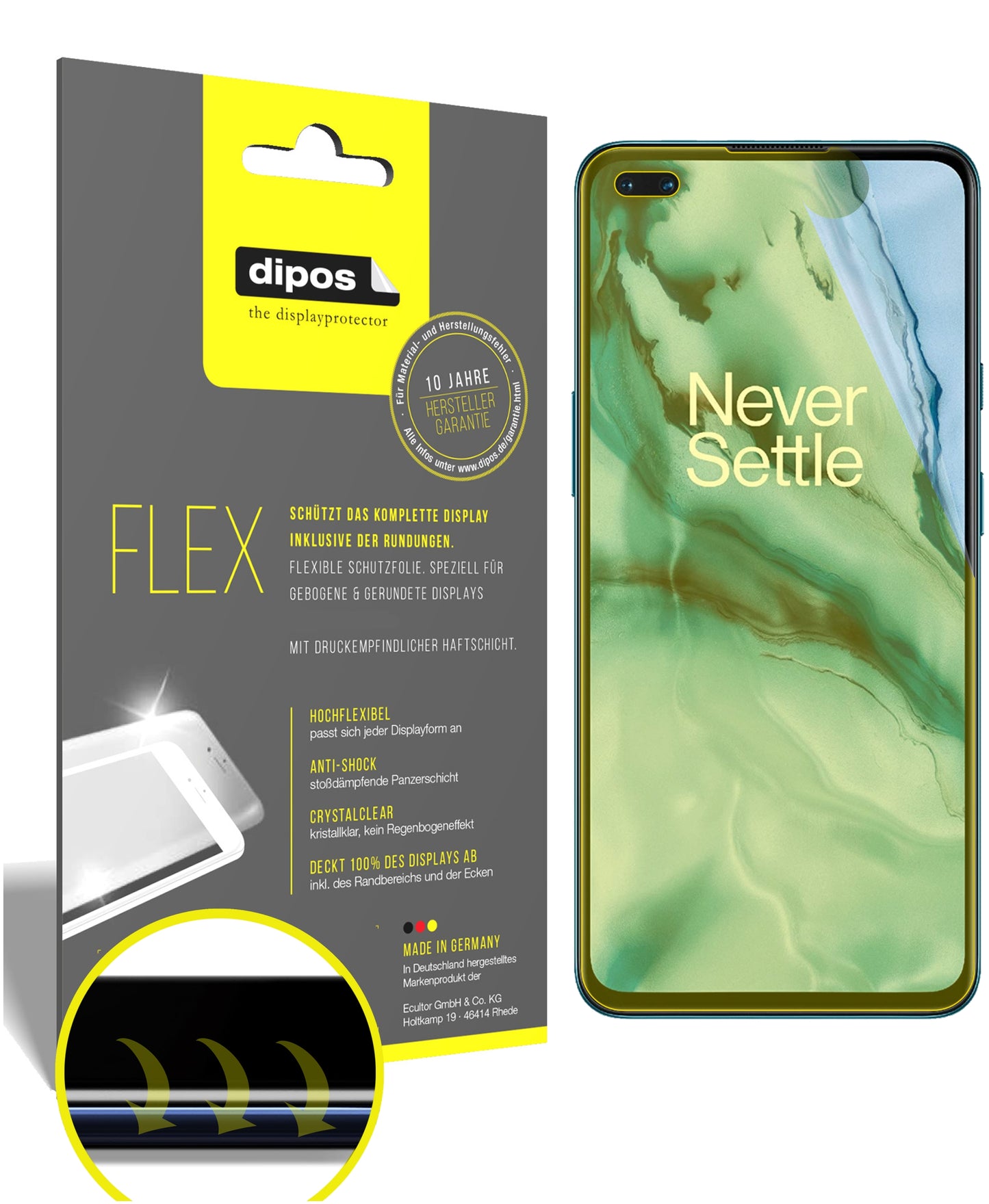Klare Displayschutzfolie von dipos passend für OnePlus Nord, 100% Displayabdeckung und blasenfreie Montage