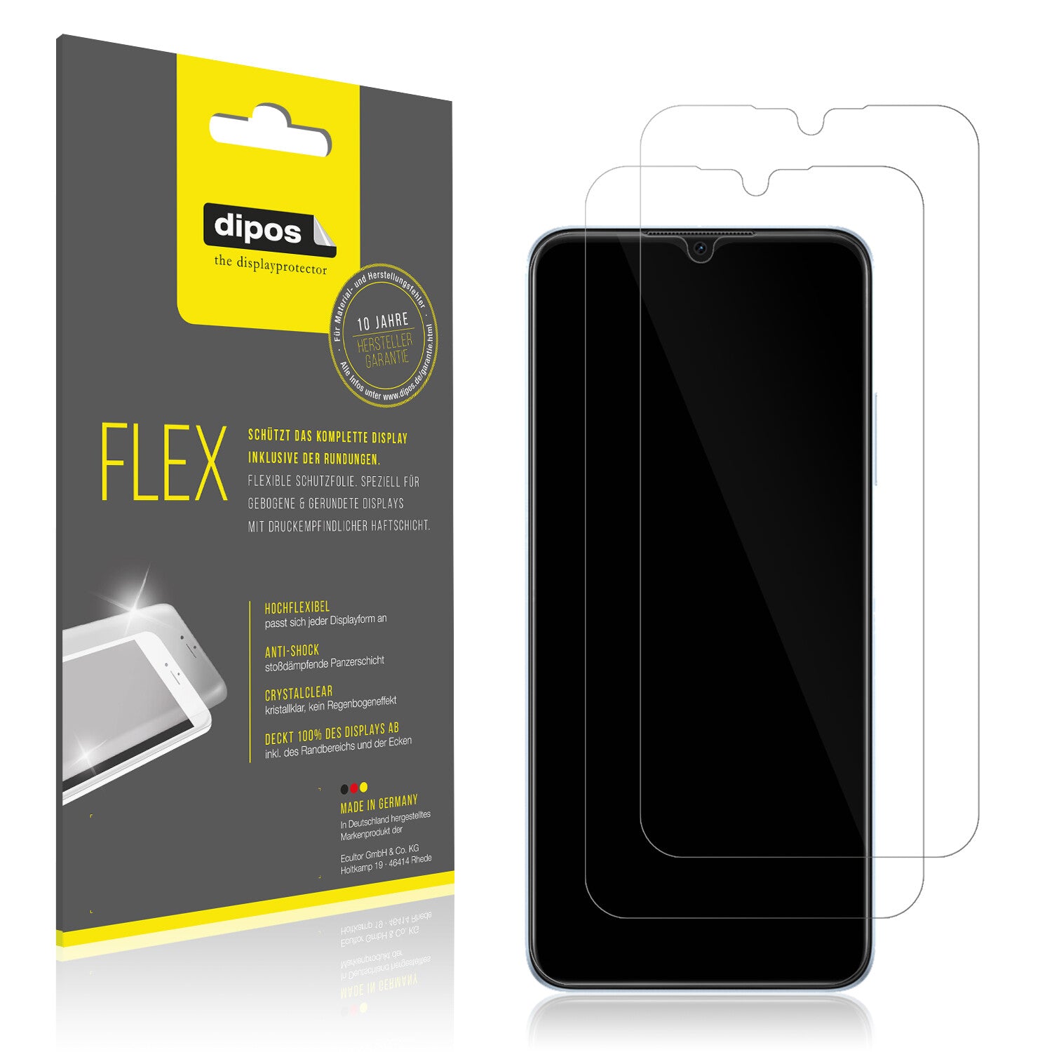 Klare Displayschutzfolie von dipos passend für OPPO A17, 100% Displayabdeckung und blasenfreie Montage