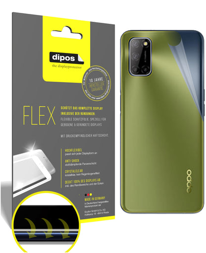 Klare Displayschutzfolie von dipos passend für Oppo A52 Rückseite, 100% Displayabdeckung und blasenfreie Montage