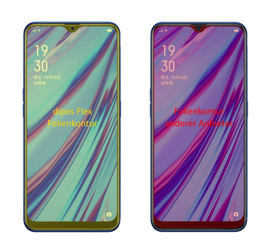 Klare Displayschutzfolie von dipos passend für Oppo A9, 100% Displayabdeckung und blasenfreie Montage