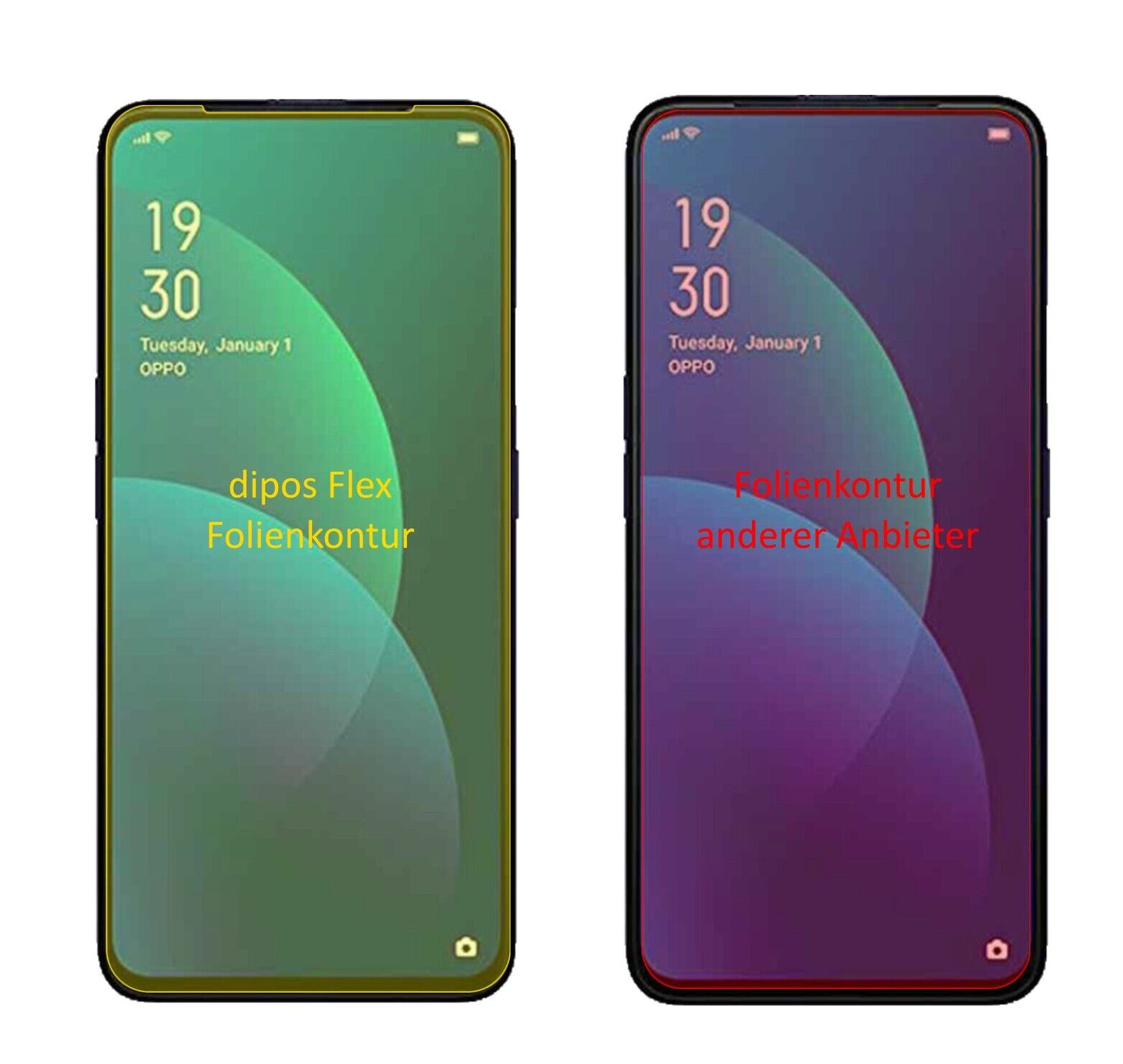 Klare Displayschutzfolie von dipos passend für Oppo F11, 100% Displayabdeckung und blasenfreie Montage