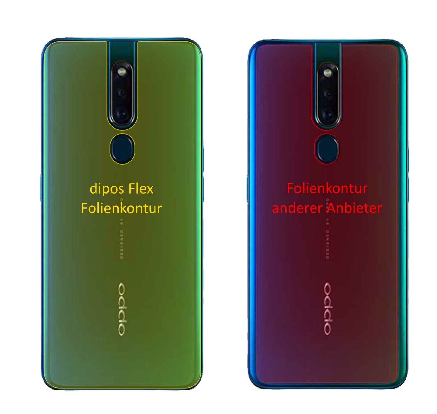 Klare Displayschutzfolie von dipos passend für Oppo F11 Rückseite, 100% Displayabdeckung und blasenfreie Montage