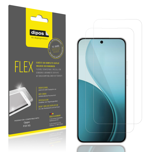 Klare Displayschutzfolie von dipos passend für Oppo F33 5G, 100% Displayabdeckung und blasenfreie Montage