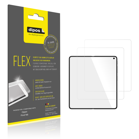 Klare Displayschutzfolie von dipos passend für Oppo Find N6, 100% Displayabdeckung und blasenfreie Montage