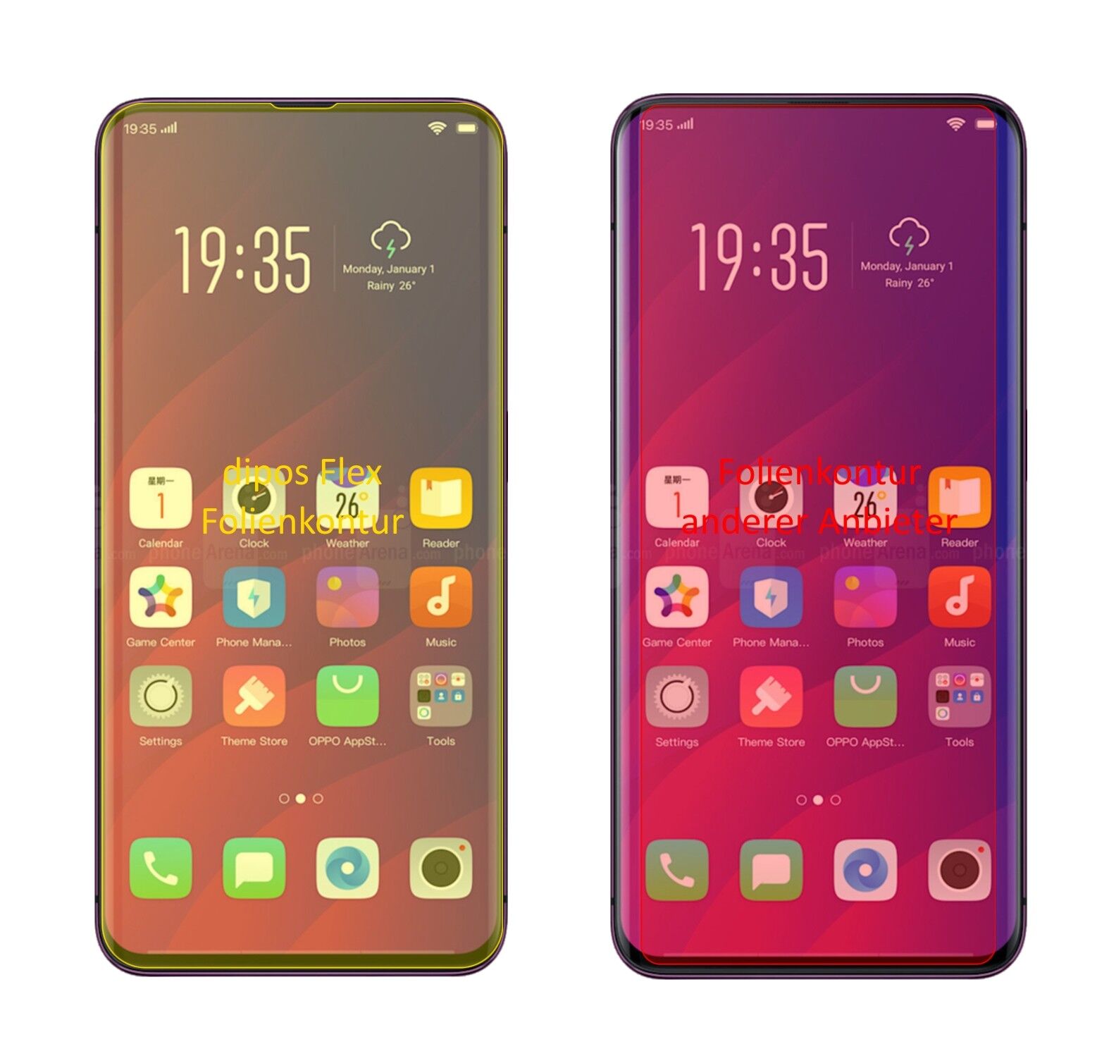 Klare Displayschutzfolie von dipos passend für Oppo Find X, 100% Displayabdeckung und blasenfreie Montage