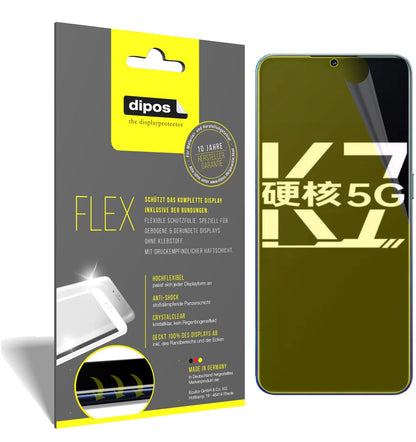 Klare Displayschutzfolie von dipos passend für Oppo K7 5G, 100% Displayabdeckung und blasenfreie Montage