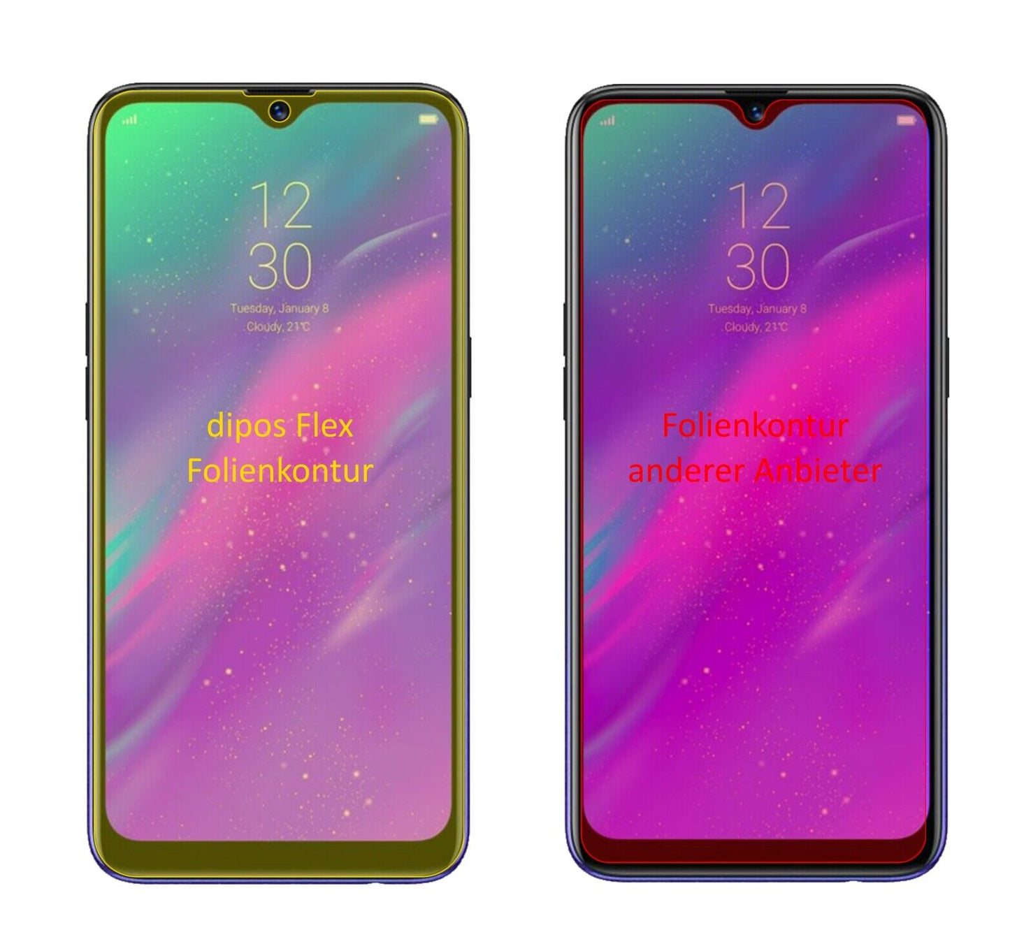 Klare Displayschutzfolie von dipos passend für Oppo Realme 3, 100% Displayabdeckung und blasenfreie Montage