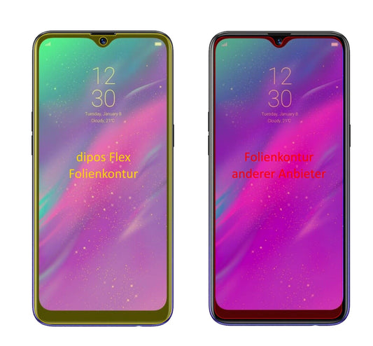 Klare Displayschutzfolie von dipos passend für Oppo Realme 3, 100% Displayabdeckung und blasenfreie Montage
