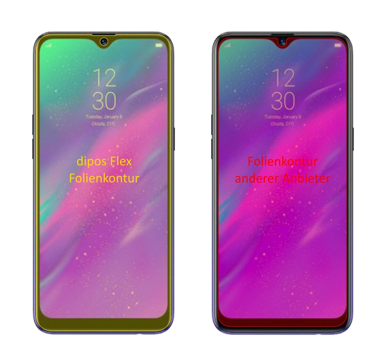 Klare Displayschutzfolie von dipos passend für Oppo Realme 3 Pro, 100% Displayabdeckung und blasenfreie Montage