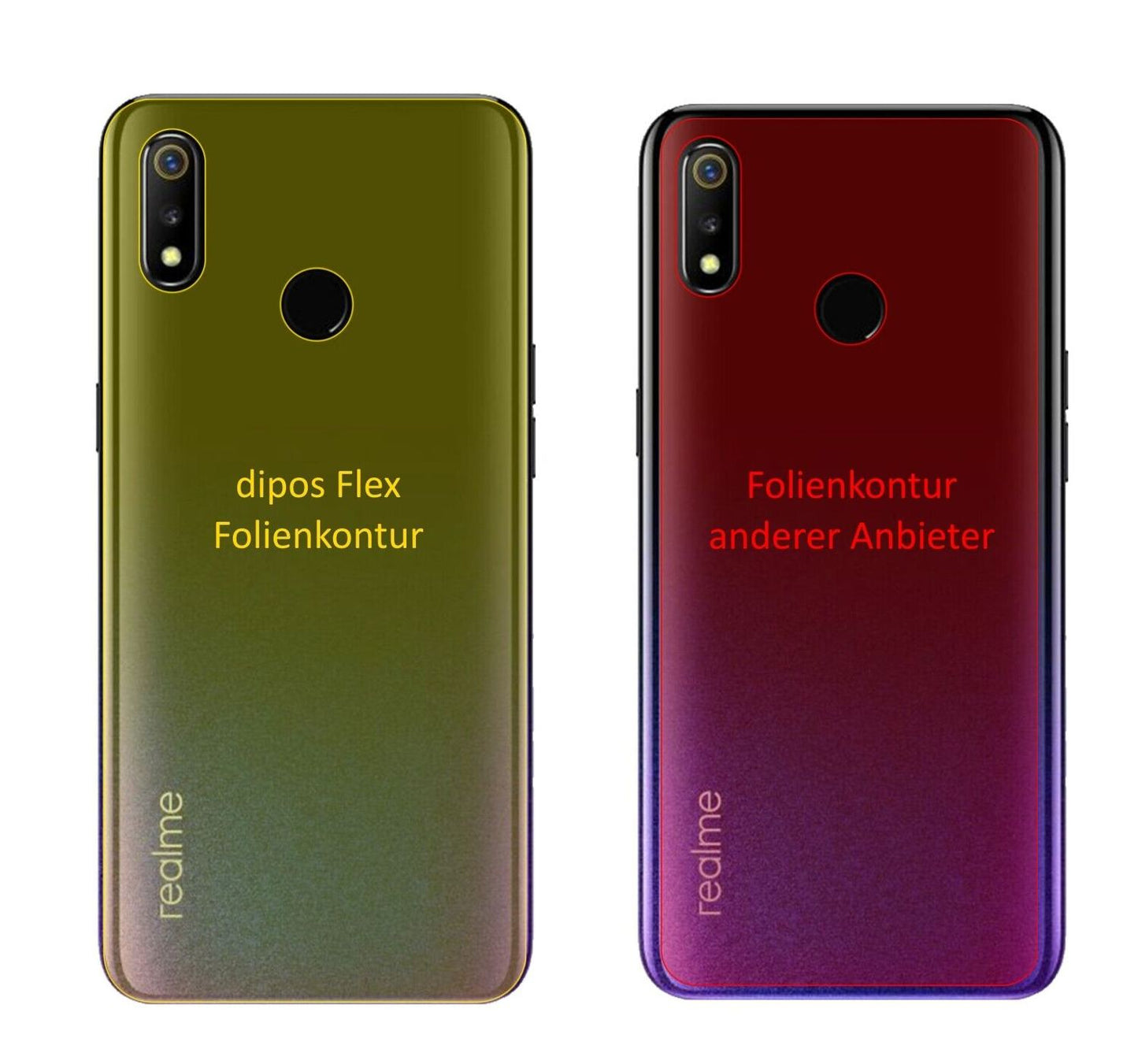 Klare Displayschutzfolie von dipos passend für Oppo Realme 3 Rückseite, 100% Displayabdeckung und blasenfreie Montage