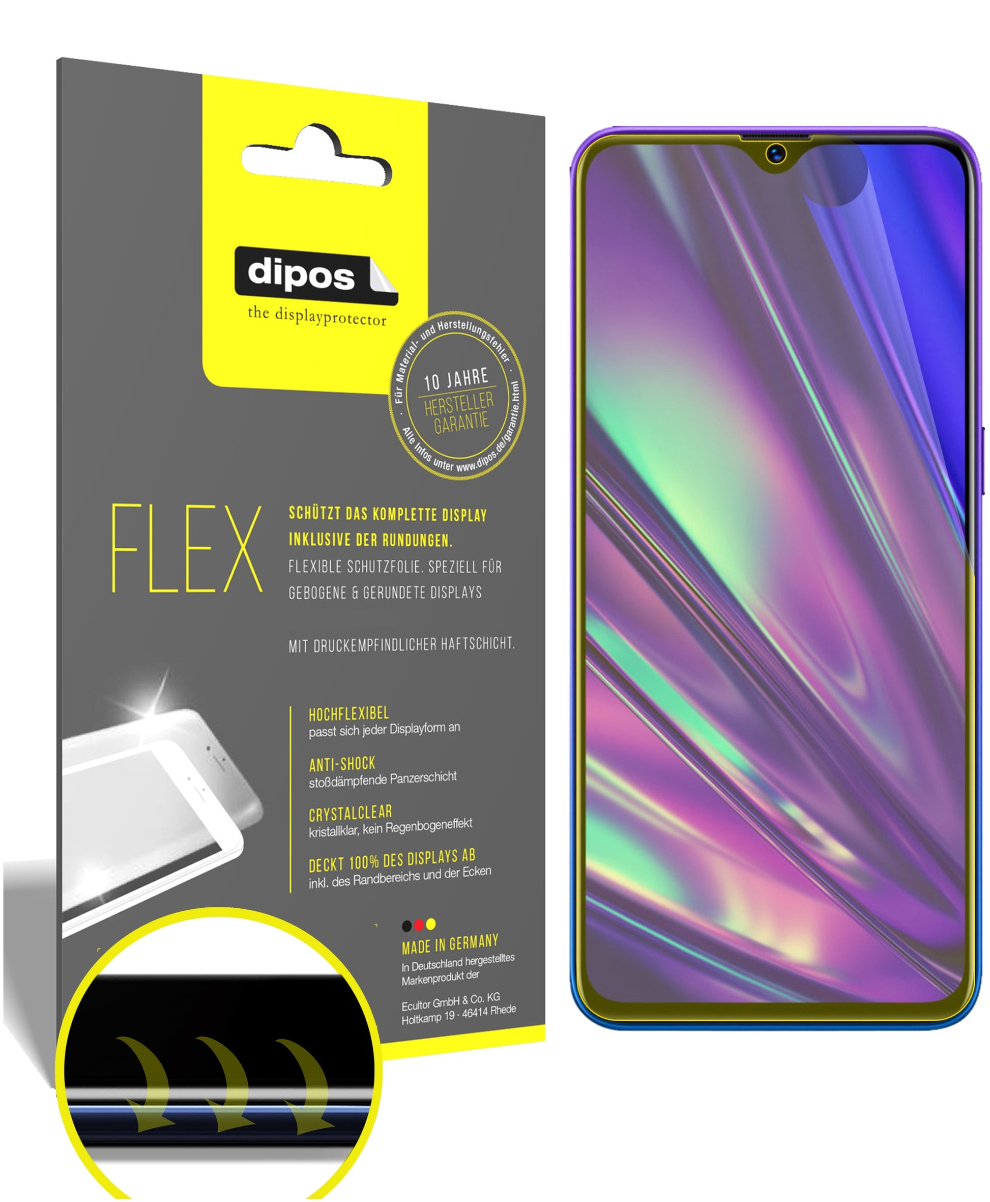 Klare Displayschutzfolie von dipos passend für Oppo Realme 5s, 100% Displayabdeckung und blasenfreie Montage