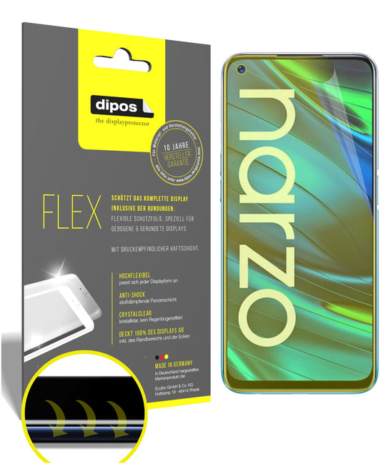 Klare Displayschutzfolie von dipos passend für Oppo Realme Narzo 20 Pro, 100% Displayabdeckung und blasenfreie Montage