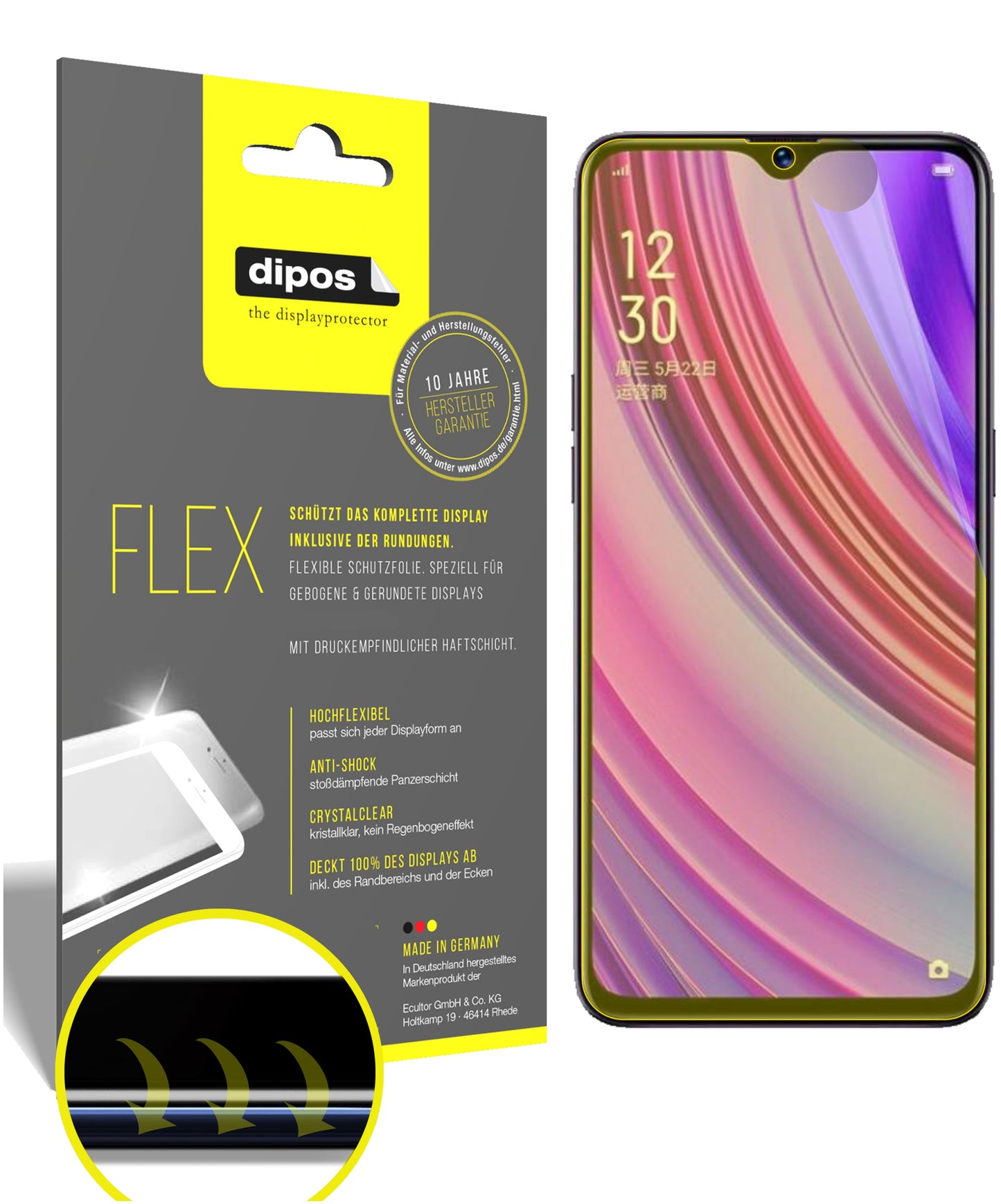 Klare Displayschutzfolie von dipos passend für Oppo Realme X Lite, 100% Displayabdeckung und blasenfreie Montage