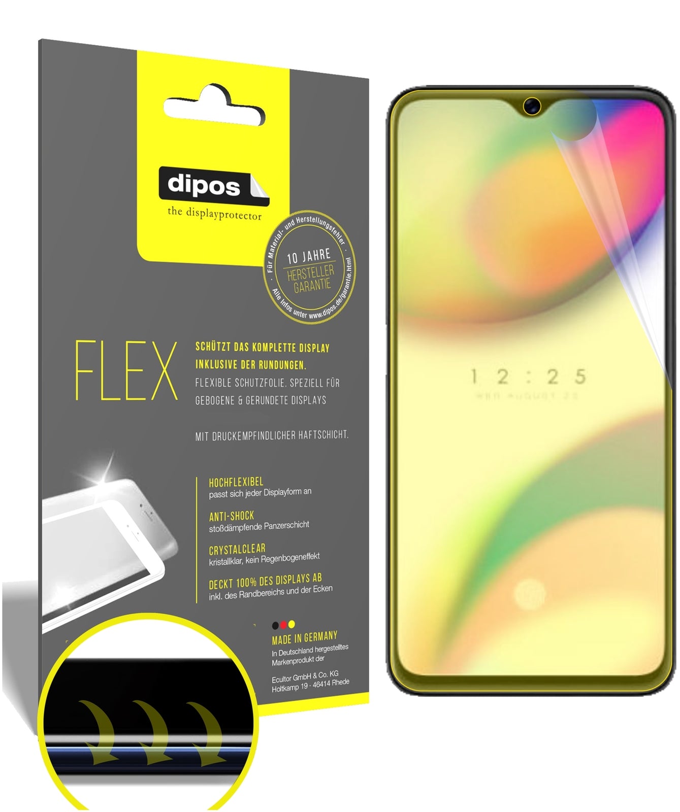Klare Displayschutzfolie von dipos passend für Oppo Reno Z, 100% Displayabdeckung und blasenfreie Montage