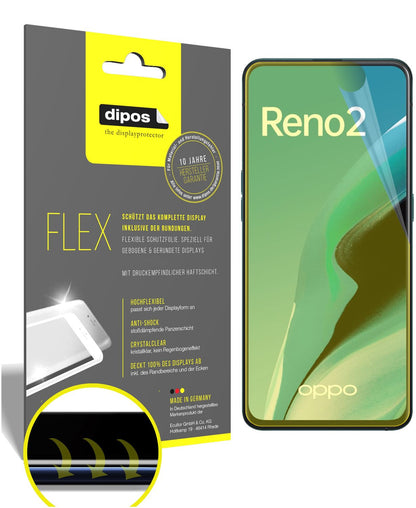 Klare Displayschutzfolie von dipos passend für Oppo Reno2, 100% Displayabdeckung und blasenfreie Montage