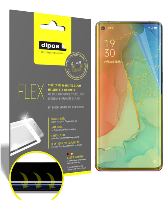 Klare Displayschutzfolie von dipos passend für Oppo Reno3 Pro, 100% Displayabdeckung und blasenfreie Montage