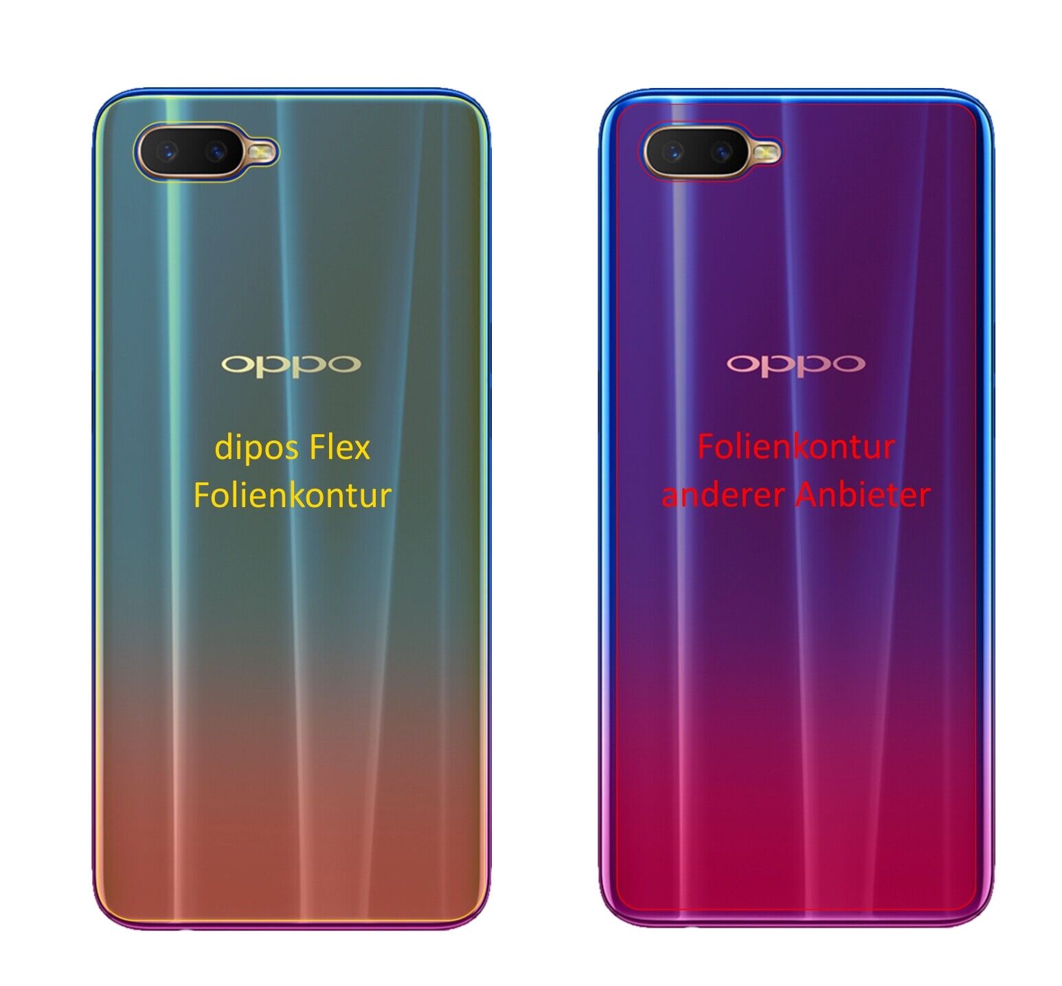 Klare Displayschutzfolie von dipos passend für Oppo K1 Rückseite, 100% Displayabdeckung und blasenfreie Montage