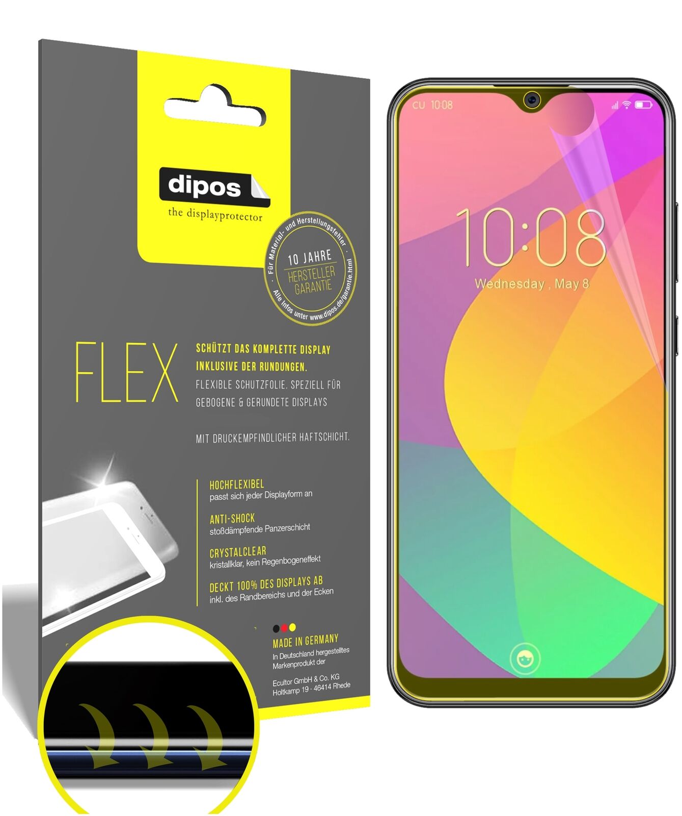 Klare Displayschutzfolie von dipos passend für Oukitel Y4800, 100% Displayabdeckung und blasenfreie Montage