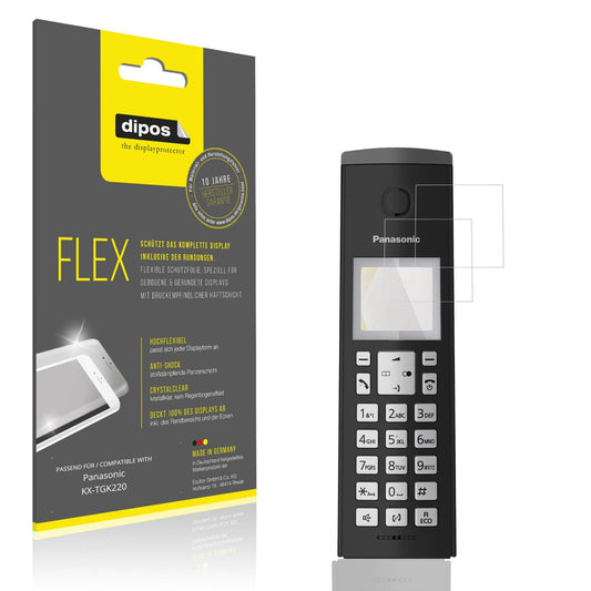 Klare Displayschutzfolie von dipos passend für Panasonic KX-TGK220, 100% Displayabdeckung und blasenfreie Montage