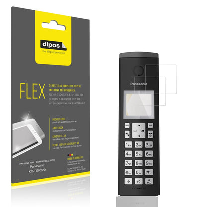Klare Displayschutzfolie von dipos passend für Panasonic KX-TGK220, 100% Displayabdeckung und blasenfreie Montage