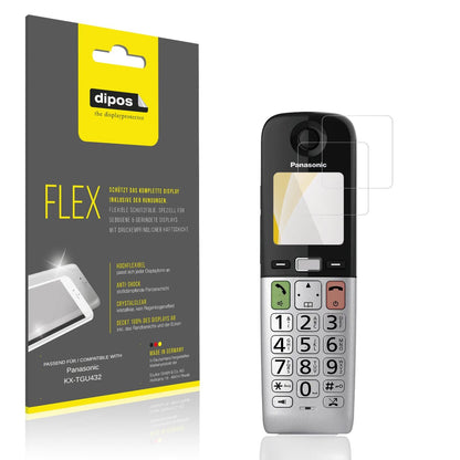 Klare Displayschutzfolie von dipos passend für Panasonic KX-TGU432, 100% Displayabdeckung und blasenfreie Montage