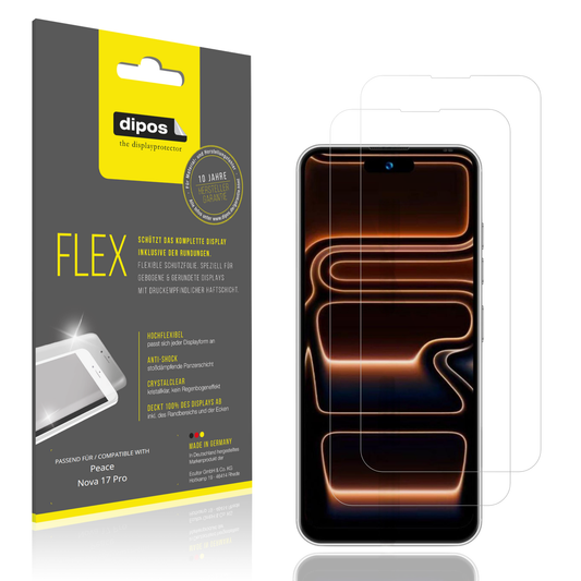 Klare Displayschutzfolie von dipos passend für Peace Nova 17 Pro, 100% Displayabdeckung und blasenfreie Montage