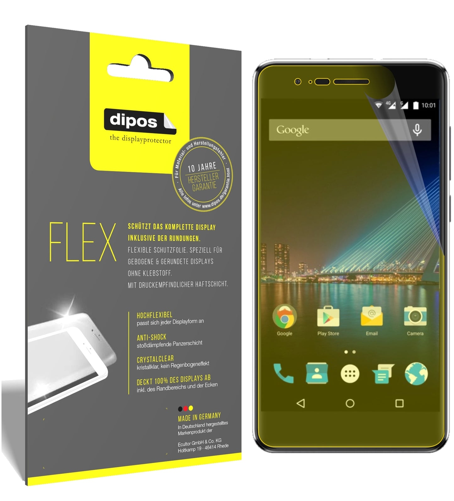 Klare Displayschutzfolie von dipos passend für Phicomm Energy 4s, 100% Displayabdeckung und blasenfreie Montage