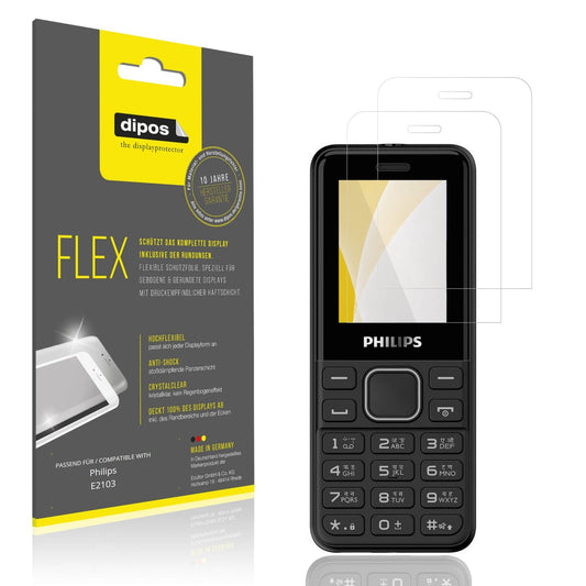 Klare Displayschutzfolie von dipos passend für Philips E2103, 100% Displayabdeckung und blasenfreie Montage