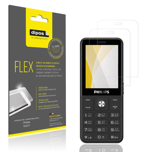 Klare Displayschutzfolie von dipos passend für Philips E2221, 100% Displayabdeckung und blasenfreie Montage