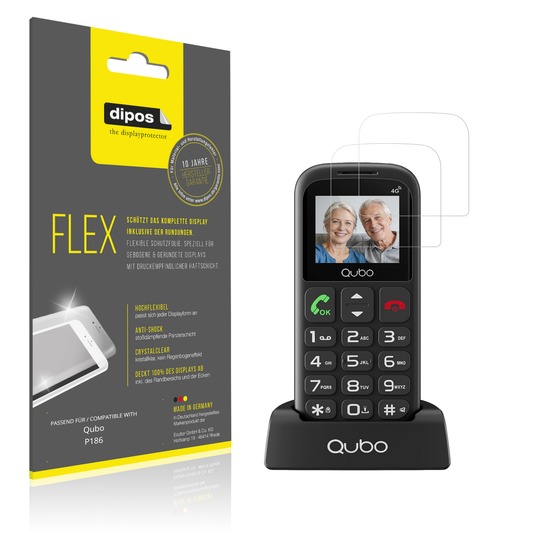 Klare Displayschutzfolie von dipos passend für Qubo P186, 100% Displayabdeckung und blasenfreie Montage
