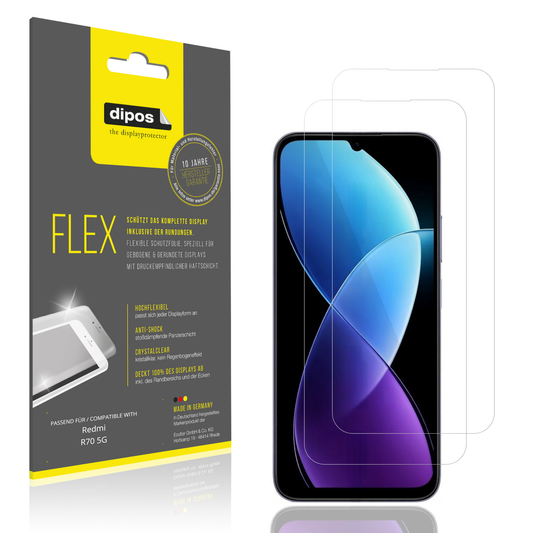 Klare Displayschutzfolie von dipos passend für Redmi R70 5G, 100% Displayabdeckung und blasenfreie Montage