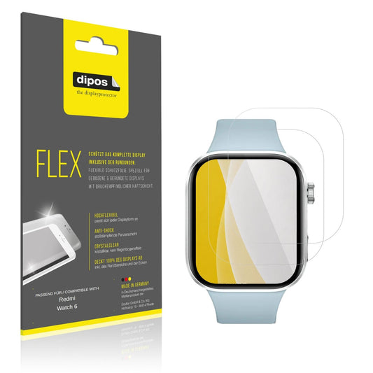 Klare Displayschutzfolie von dipos passend für Redmi Watch 6, 100% Displayabdeckung und blasenfreie Montage