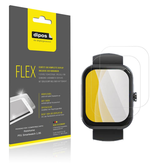 Klare Displayschutzfolie von dipos passend für Relxhome P01 Smartwatch 1.95, 100% Displayabdeckung und blasenfreie Montage
