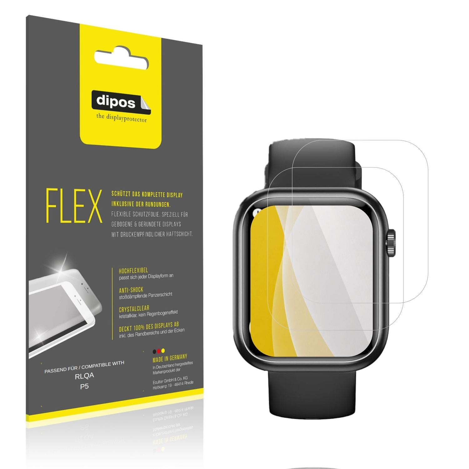 Klare Displayschutzfolie von dipos passend für RLQA P5, 100% Displayabdeckung und blasenfreie Montage