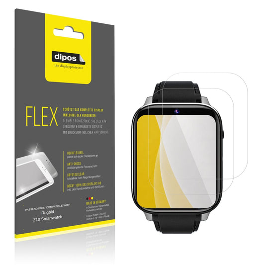 Klare Displayschutzfolie von dipos passend für Rogbid Z10 Smartwatch, 100% Displayabdeckung und blasenfreie Montage