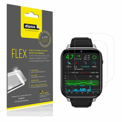 Klare Displayschutzfolie von dipos passend für Rogbid Z10 Smartwatch, 100% Displayabdeckung und blasenfreie Montage
