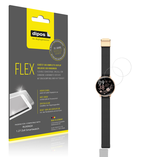 Klare Displayschutzfolie von dipos passend für RUXINGX 1.27 Zoll Smartwatch, 100% Displayabdeckung und blasenfreie Montage