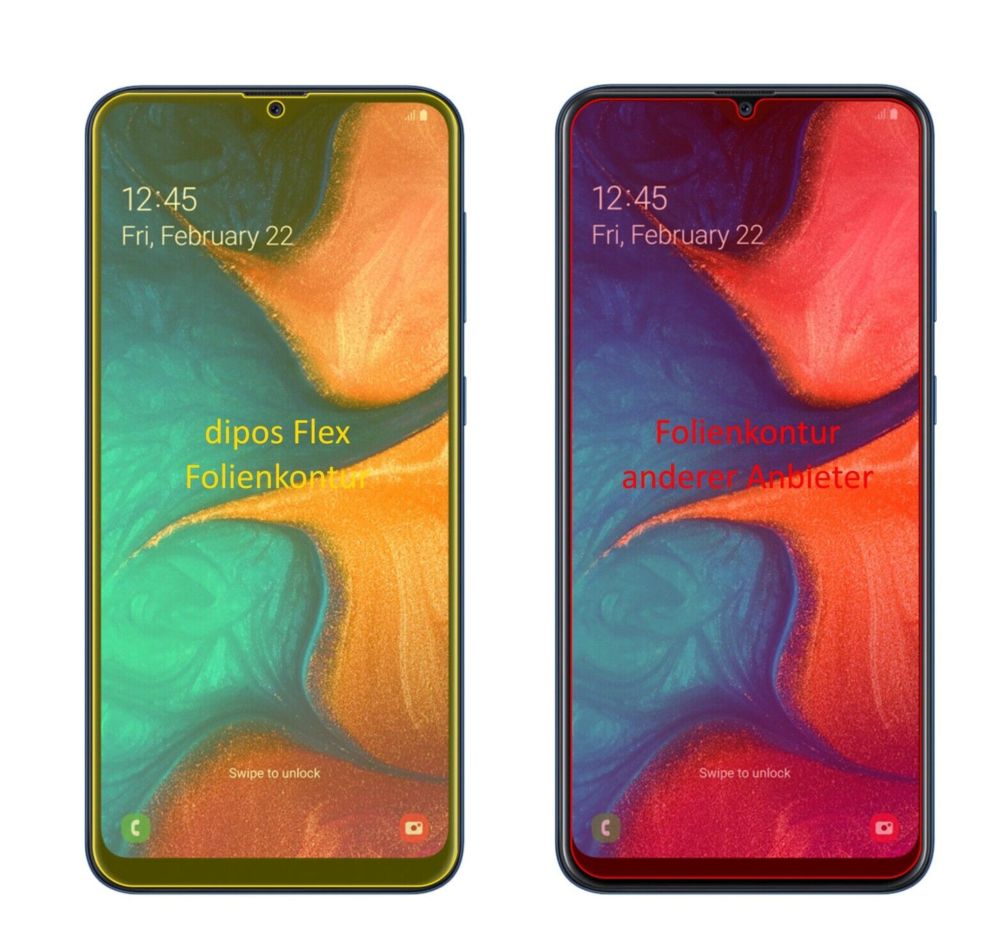 Klare Displayschutzfolie von dipos passend für Samsung Galaxy A20e, 100% Displayabdeckung und blasenfreie Montage