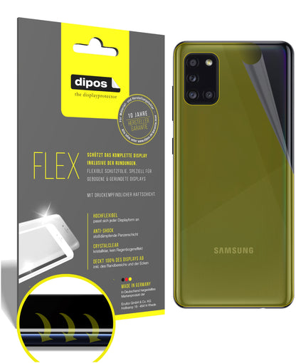 Klare Displayschutzfolie von dipos passend für Samsung Galaxy A31 Rückseite, 100% Displayabdeckung und blasenfreie Montage
