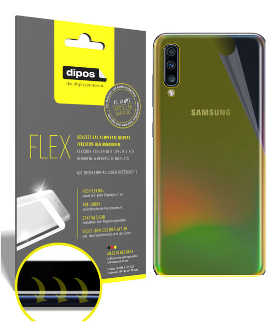 Klare Displayschutzfolie von dipos passend für Samsung Galaxy A70s Rückseite, 100% Displayabdeckung und blasenfreie Montage