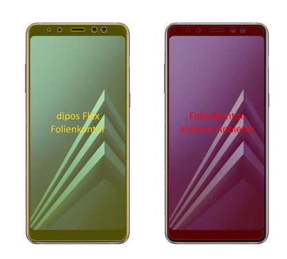 Klare Displayschutzfolie von dipos passend für Samsung Galaxy A8 (2018), 100% Displayabdeckung und blasenfreie Montage